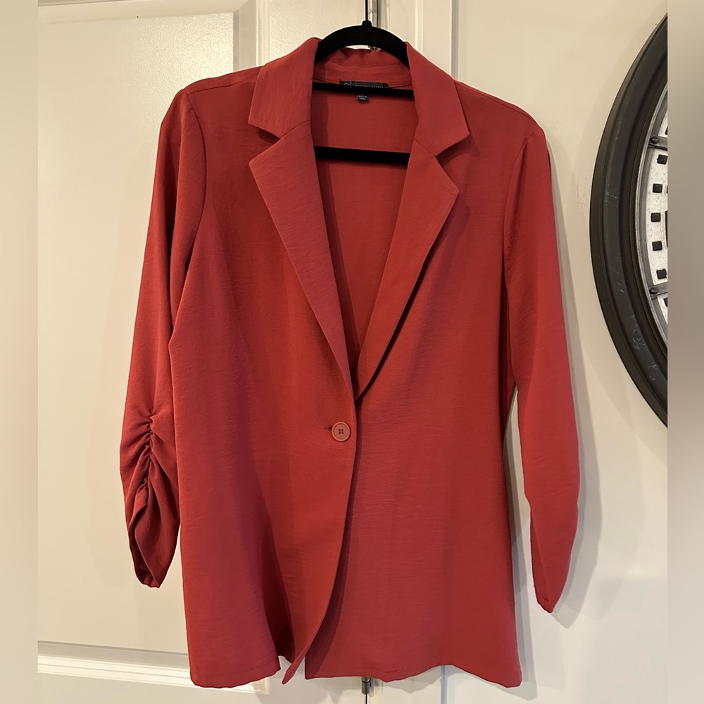 Adrianna Papell Women's Rust Sheer Blazer